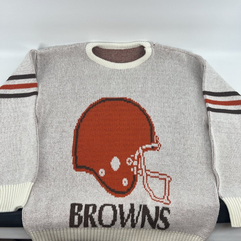 Vintage Cleveland Browns Helmet Sweater Adult XL Cliff Engle VTG No Tag NFL